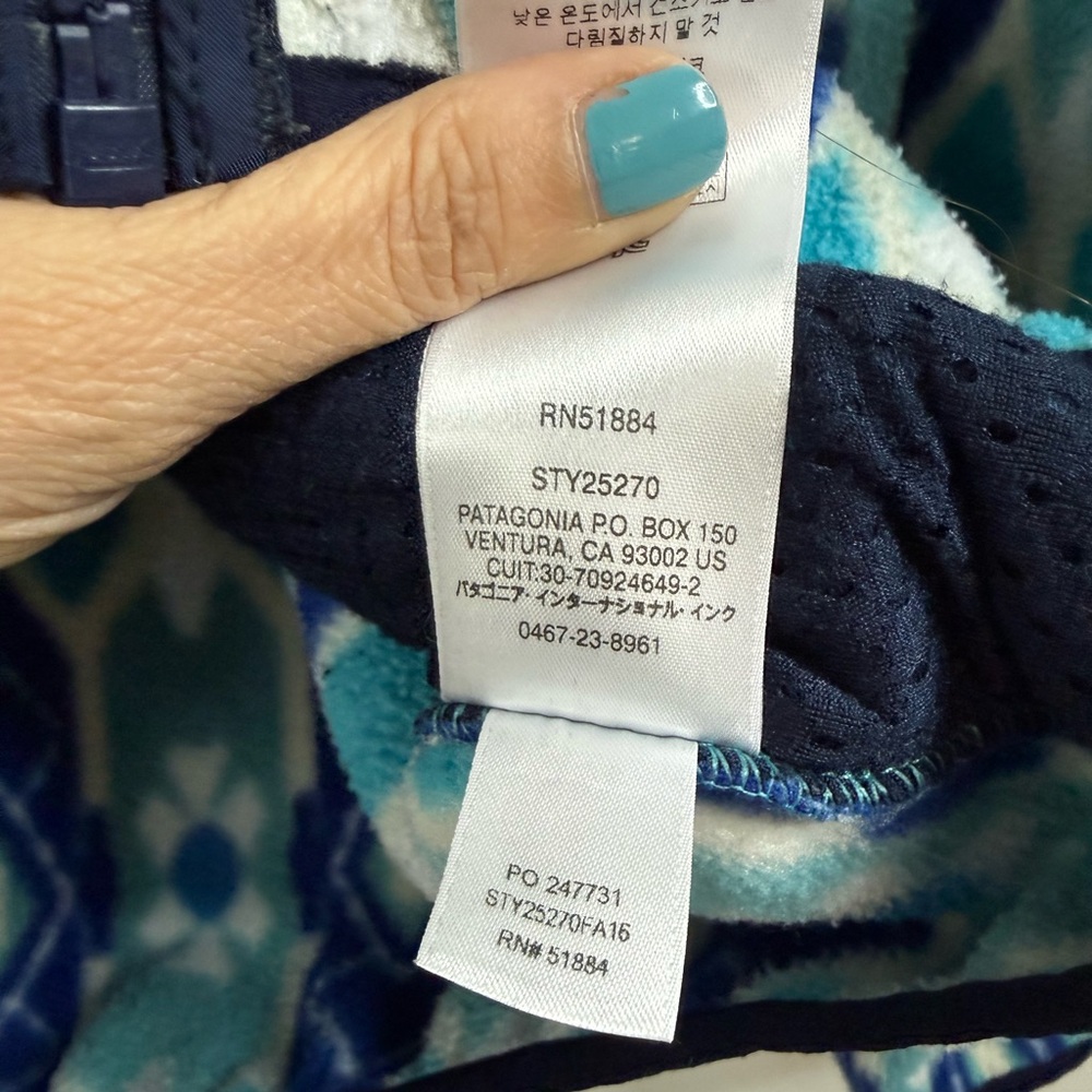 Patagonia Synchilla, blue Pine Patch Snap-T Hooded Full-Zip Fleece Jacket XS - Picture 6 of 6